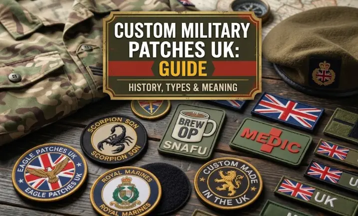 A complete guide to military patches in the UK covering types, history, placement rules, and custom design options