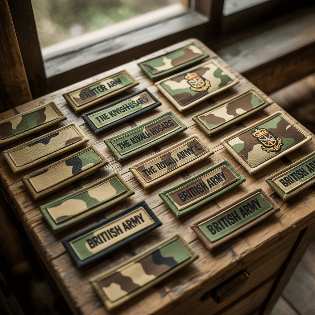 A collection of UK Army Operational Camouflage Pattern (OCP) patches.