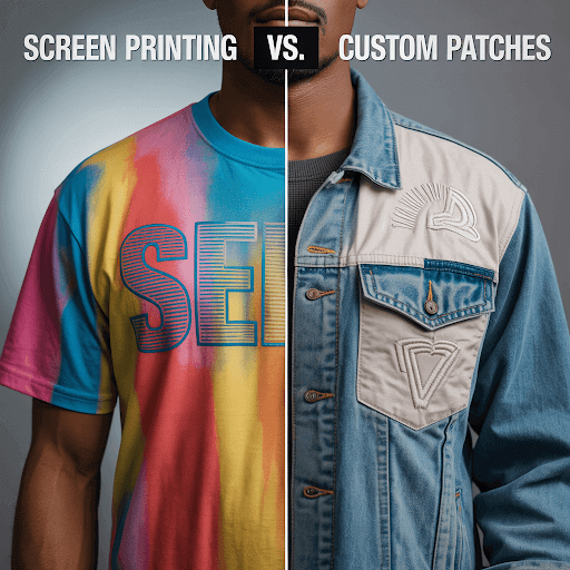 Screen Printing vs. Custom Patches using a split panel design