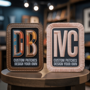 Custom dual patches, highlighting a combination of different materials.