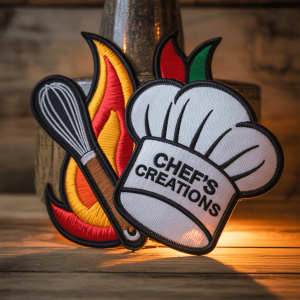 Custom patches designed for chefs, cooks, and adorning aprons.