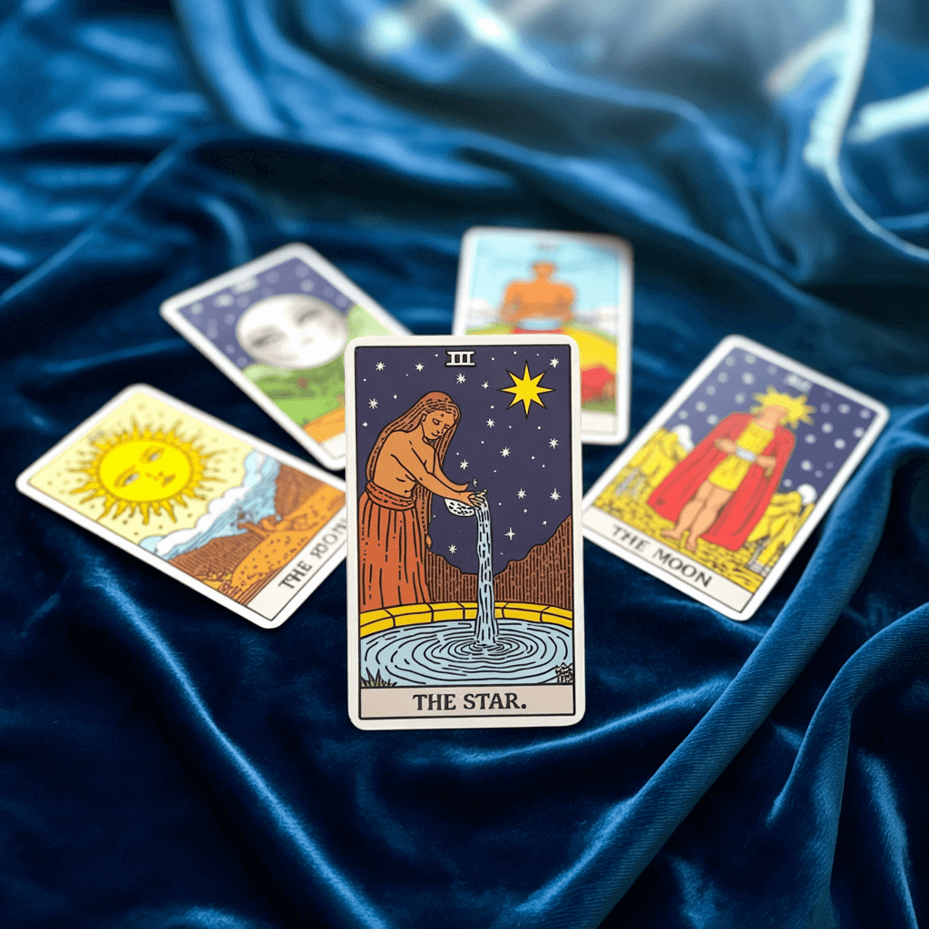 A set of tarot-inspired custom patches.