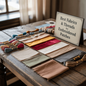 Various fabrics and threads ideal for creating embroidered patches.