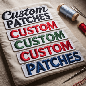 Various font styles utilised in custom embroidered patches.