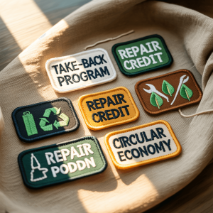 Patch designs for UK take-back and repair credit programs.