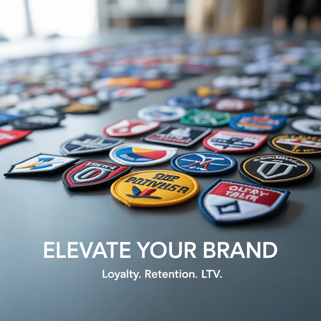 An advertisement shot for custom fabric patches.