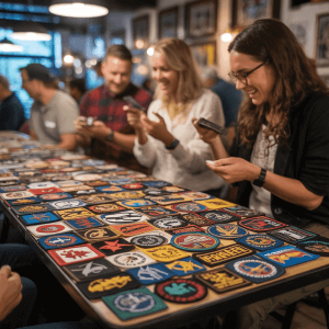 A community gathering centered around custom patch trading. A community gathering centered around custom patch trading.