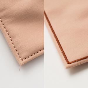 showing overlocked and heat cut patches