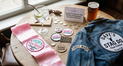 Custom patches for stag do jackets and hen party sashes.